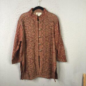 Sterling Styles Jacket Womens Medium Rust Wool Paisley Beaded Embroidered Tunic